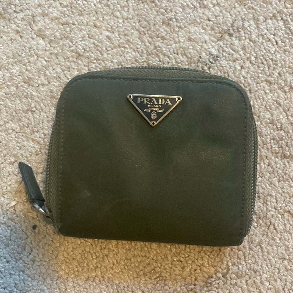 Prada nylon zip around wallet